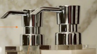 Two polished metal pump heads shown as a finish reference in the February email.