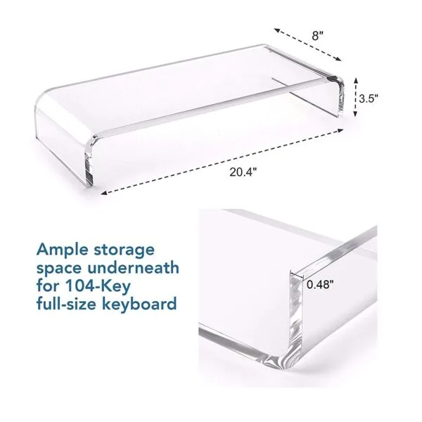 Premium Acrylic Computer Display Stand For Workspace - clear - 20.4cm*3.5cm*8cm