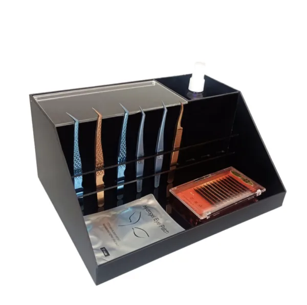 Acrylic Beauty Marble Lash Cart Organizer - black 1
