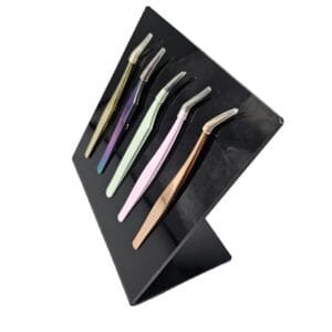 Customized Marble Tweezer Stand Eyelash Tweezers Holder - black 3