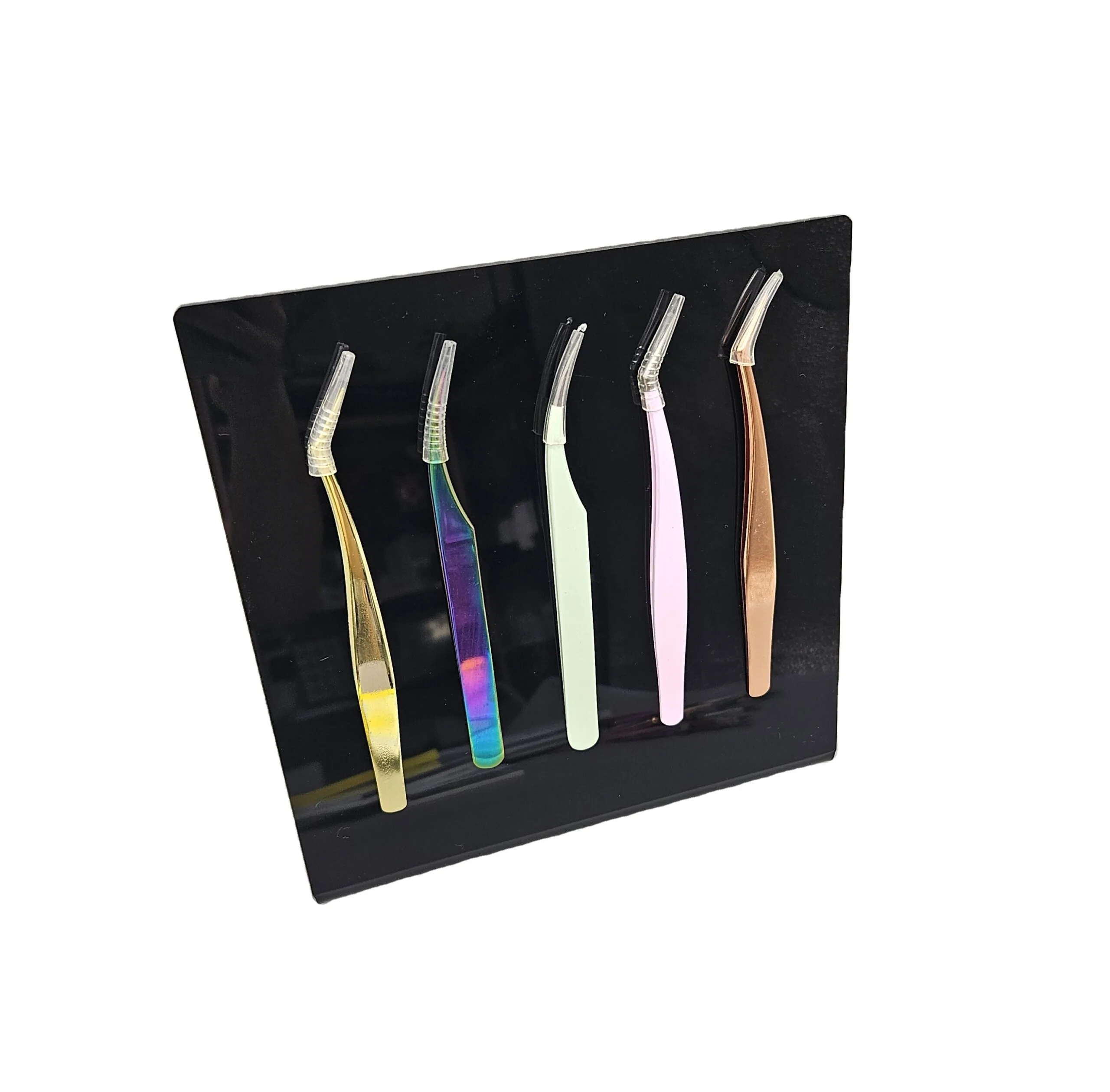Customized Marble Tweezer Stand Eyelash Tweezers Holder - black