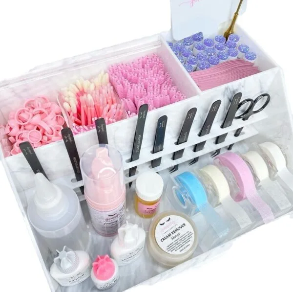 Acrylic Beauty Marble Lash Cart Organizer - white 3