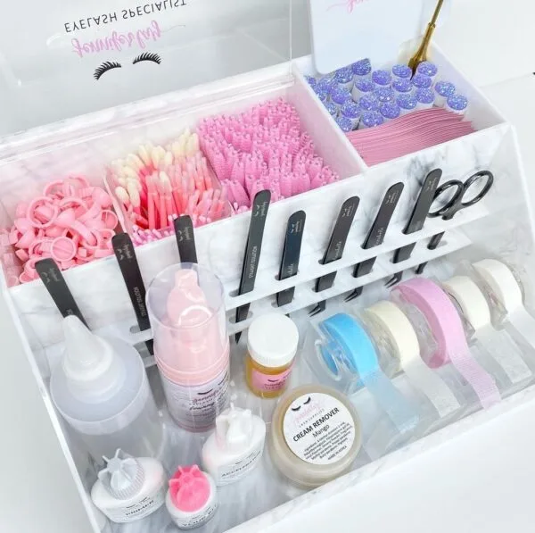 Acrylic Beauty Marble Lash Cart Organizer - white 1