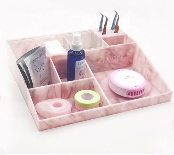 High-Quality Acrylic Eyelash Cart Organizer Box - pink