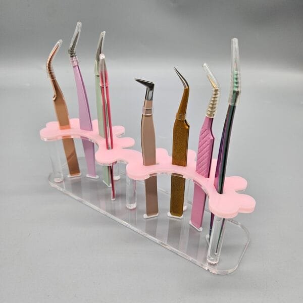 Acrylic Tweezer Holder Stand Lash Tweezers Holder Plastic Tweezers Stand - pink clear 4