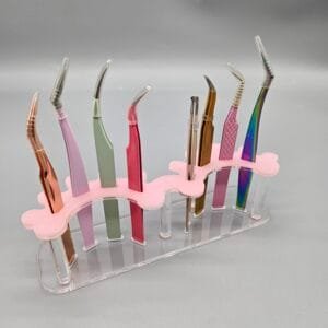 Acrylic Tweezer Holder Stand Lash Tweezers Holder Plastic Tweezers Stand - pink clear 3