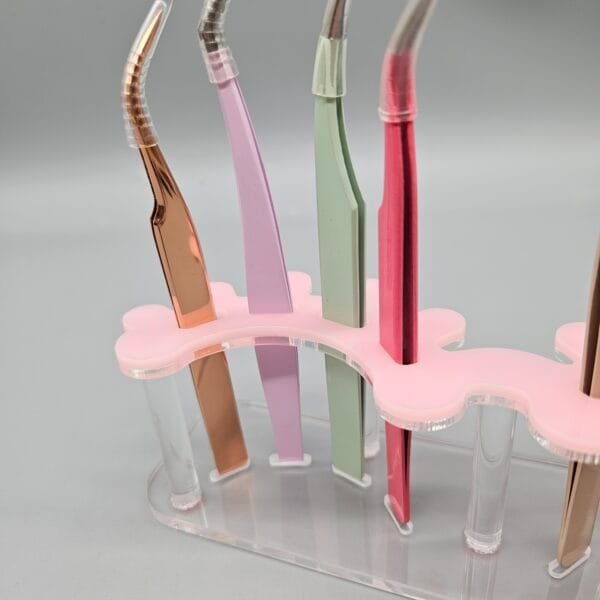 Acrylic Tweezer Holder Stand Lash Tweezers Holder Plastic Tweezers Stand - pink