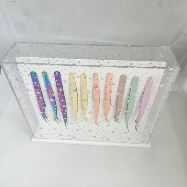 Acrylic Tweezer Stand Tweezers Holder Magnetic Tweezer Holder Case - clear 2