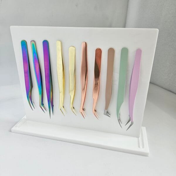 Acrylic Tweezer Stand Tweezers Holder Magnetic Tweezer Holder Case - white