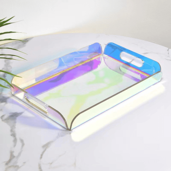 Wholesale Fashionable Iridescent Acrylic Tray Customized Hotel Service Tray - colorful