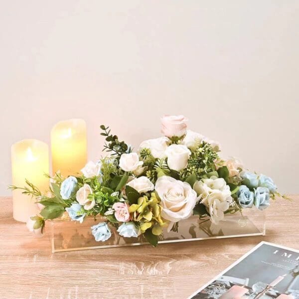 Acrylic Flower Box Transparent Wedding Table Rose Box - clear 7