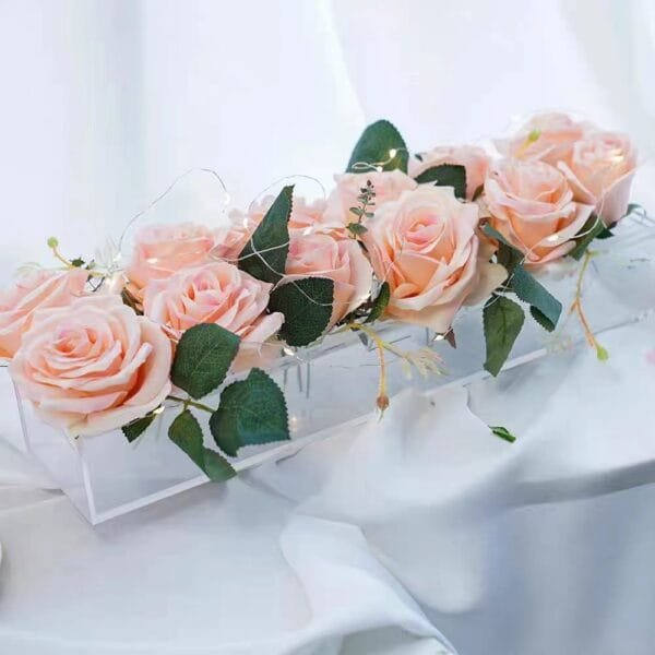 Acrylic Flower Box Transparent Wedding Table Rose Box - clear 5