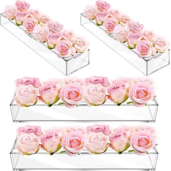 Acrylic Flower Box Transparent Wedding Table Rose Box - clear 2