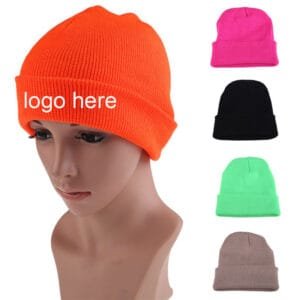 Custom Knitted Hat With Ear Protection And Embroidered Logo - colorful 2
