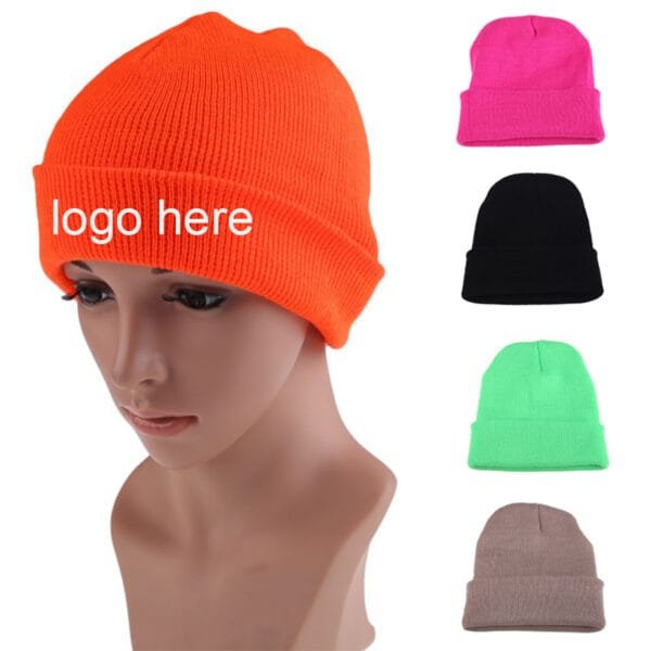 Custom Knitted Hat With Ear Protection And Embroidered Logo - colorful 2