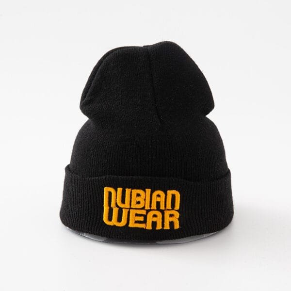 Custom Knitted Hat With Ear Protection And Embroidered Logo - black 2