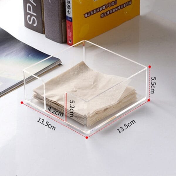 Custom Acrylic Paper Box Hotel Napkin Storage Box Square Tissue Box - Tclear - 13.5cm*13.5cm*5.5cm