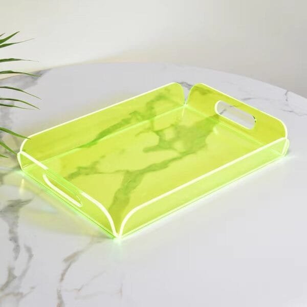 Wholesale Fashionable Iridescent Acrylic Tray Customized Hotel Service Tray - yellow