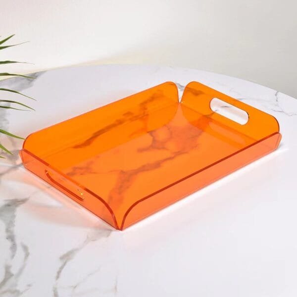Wholesale Fashionable Iridescent Acrylic Tray Customized Hotel Service Tray - brown