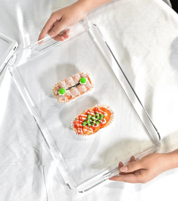 Wholesale Fashionable Iridescent Acrylic Tray Customized Hotel Service Tray - clear -small