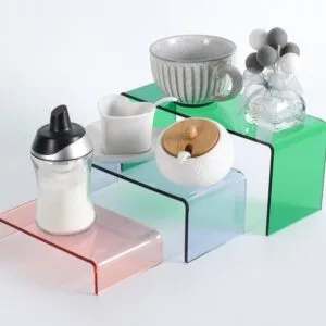 Acrylic Shelf Transparent Toy And Cosmetics Display Stand - red blue green