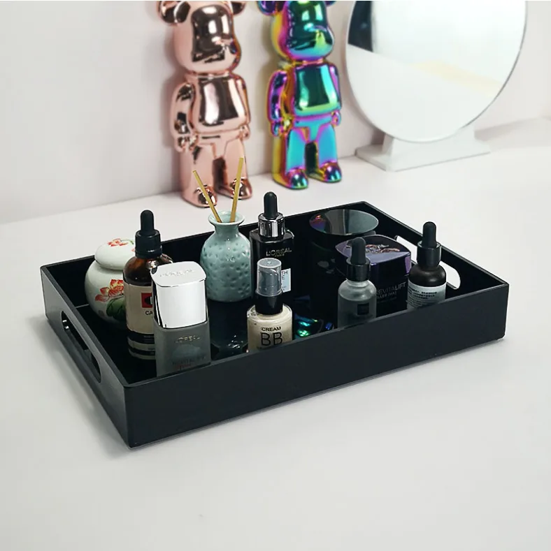 Wholesale Acrylic Colorful Tray Custom Perspex Service Tray Coffee tray - black