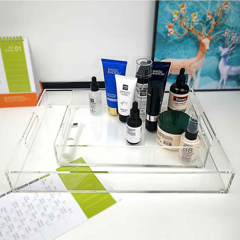 Wholesale Acrylic Colorful Tray Custom Perspex Service Tray Coffee tray - clear