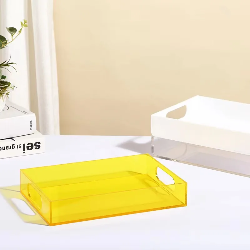 Custom Acrylic Paper Box Hotel Napkin Storage Box Square Tissue Box - yellow