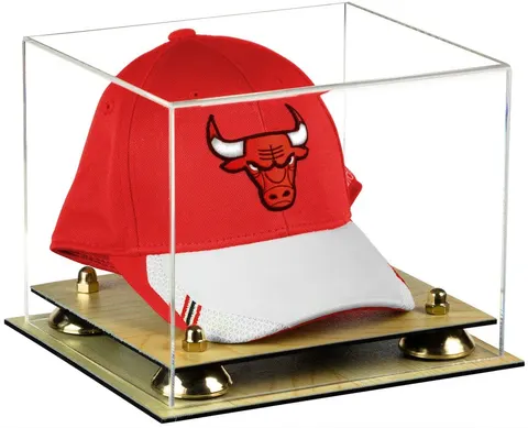 Transparent acrylic cap display case with a separate base