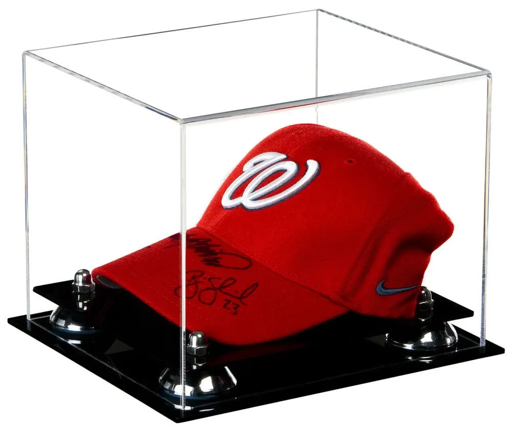 Transparent acrylic cap display case with a separate base