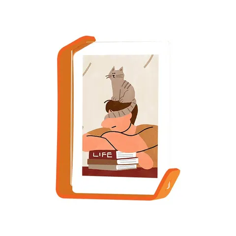 Colored curved acrylic photo frame with a clear double-sided insert area