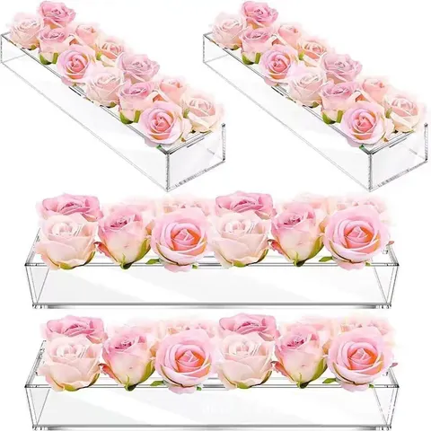 Long clear acrylic rose box with a removable stem-hole insert