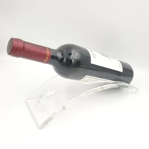 Arched acrylic single-bottle stand with a neck opening