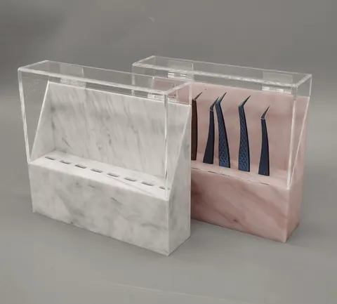 Wholesale Acrylic Tweezer Box Tweezer Holder Acrylic Tweezer Stand - clear brown