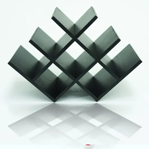 Empty diamond-grid wine rack viewed from the front