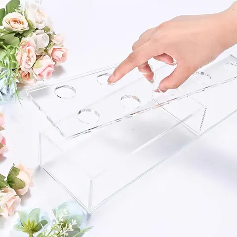 Removable acrylic flower-box insert with circular stem holes
