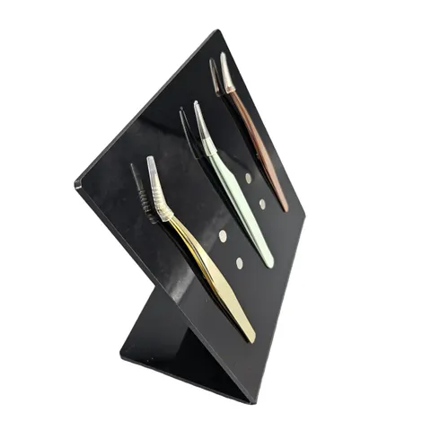 Customized Marble Tweezer Stand Eyelash Tweezers Holder - black 1