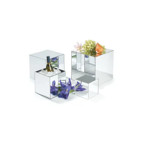 Acrylic cube and plinth formats used to create product display levels