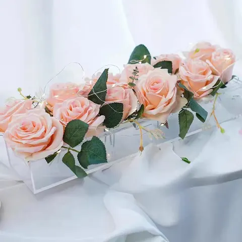 Long clear acrylic rose box with a removable stem-hole insert