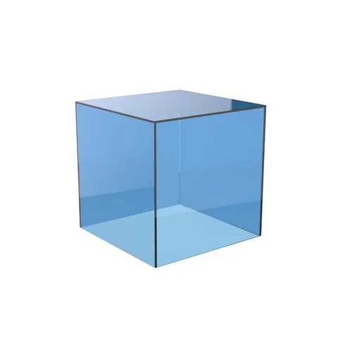 Open acrylic display cubes in transparent colors