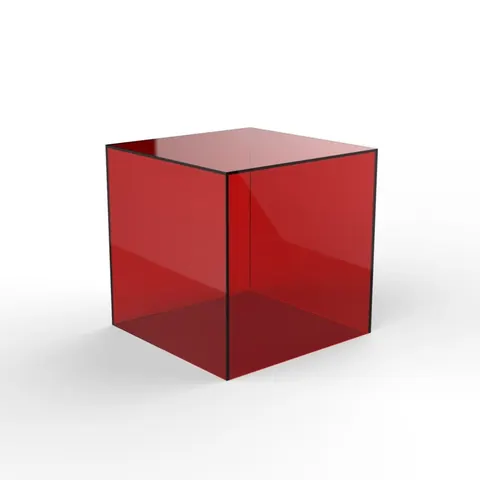 Open acrylic display cubes in transparent colors