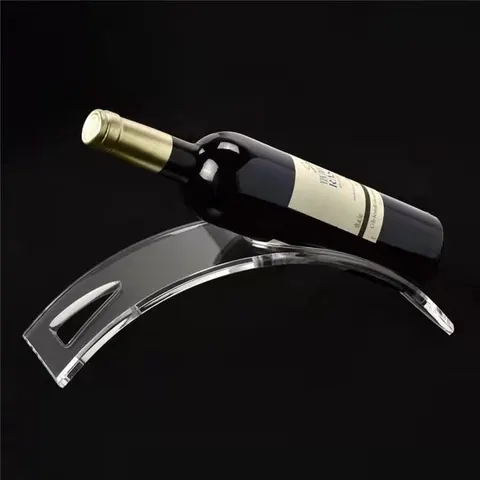 Arched acrylic single-bottle stand with a neck opening