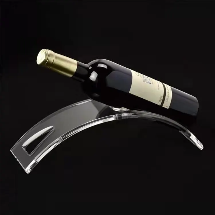 Arched acrylic single-bottle stand with a neck opening