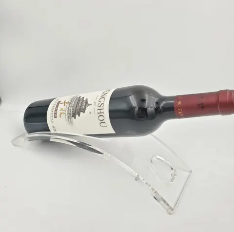 Arched acrylic single-bottle stand with a neck opening