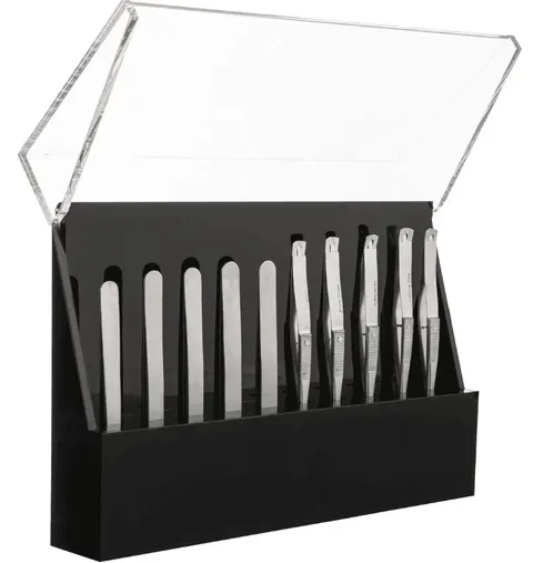 Wholesale Acrylic Tweezer Box Tweezer Holder Acrylic Tweezer Stand - black