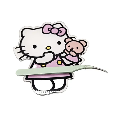 Pink character-shaped lash tile with a bow graphic and magnetic tool positions