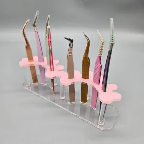 Acrylic Tweezer Holder Stand Lash Tweezers Holder Plastic Tweezers Stand - pink clear 4