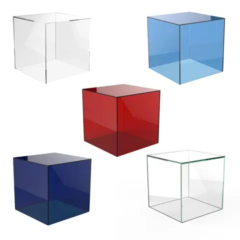 Acrylic cube and plinth formats used to create product display levels
