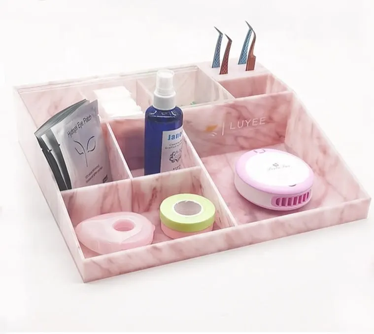 High-Quality Acrylic Eyelash Cart Organizer Box - pink