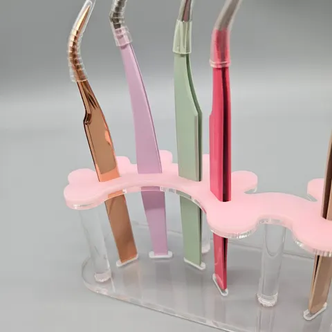 Acrylic Tweezer Holder Stand Lash Tweezers Holder Plastic Tweezers Stand - pink